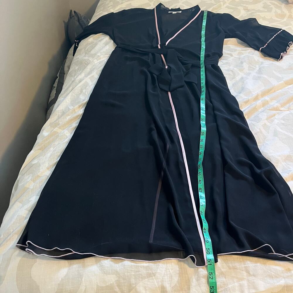 Oscar de la renta black sheer long‎ robe women’s small - Picture 5 of 9